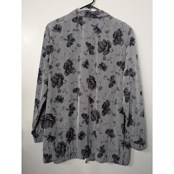 Vintage Silver Threads LTD Bomber Jacket Size XL Full Zip Floral Made USA - Picture 10 of 11